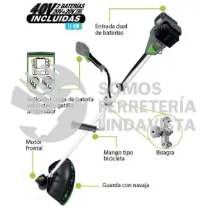 DB203 DESBROZADORA C/ MOTOR ABAJO INALÁMBRICA 450W, MANGO " BICI"  , BRUSHLESS, 2 NITRO