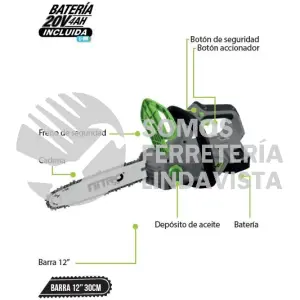 MSB105 MOTOSIERRA INALÁMBRICA  560W, BARRA DE 12" , 1 BATERÍA 20V NITRO