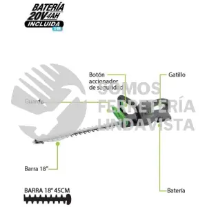 CSB301 CORTASETOS INALÁMBRICO 180W, CUCHILLA 18"  1 BATERÍA 20V NITRO