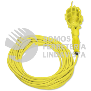 136094 LAMPARA DE TALLER CON CANASTILLA PLASTICA, COLOR AMARILLO 8 M SURTEK