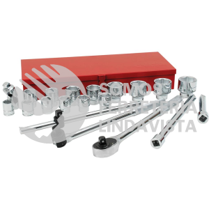 55102H JUEGO DE DADOS Y ACCESORIOS CUADRO DE 3/4" EN PULGADAS, 21 PIEZAS URREA
