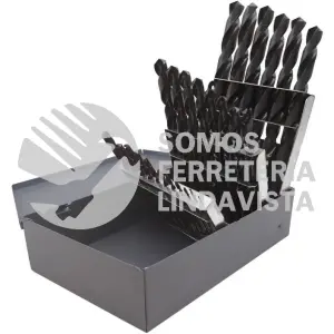 JB25MM JUEGO DE BROCAS NEGRAS DE ACERO ALTA VELOCIDAD METRICAS ZANCO RECTO 25 PZ URREA