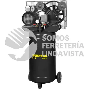 CMPV6200 COMPRESOR DE AIRE ELÉCTRICO CON TRANSMISIÓN DE BANDA VERTICAL 200L, 3HP, 200V SURTEK