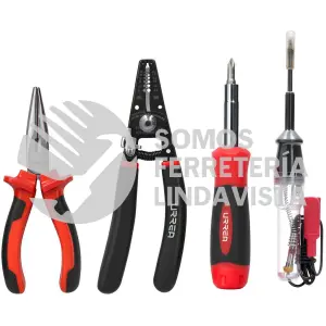JE5PD JUEGO DE PINZAS PARA ELECTRICISTA CON MANGO BIMATERIAL CON PROBADOR Y DESTORNILLADOR, 5PZ URREA