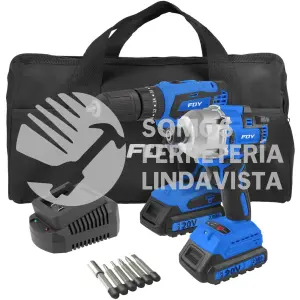 JHIF1 JUEGO DE ROTOMARTILLO Y ATORNILLADOR DE IMPACTO A BATERÍA LI-ION 20 V, 2 PIEZAS EN MOCHILA FOY