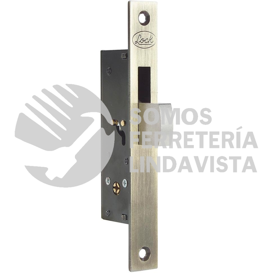 L2102 CERROJO PARA EMBUTIR DE PALETA, LATON ANTIGUO, LLAVE TETRA, EN CAJA LOCK