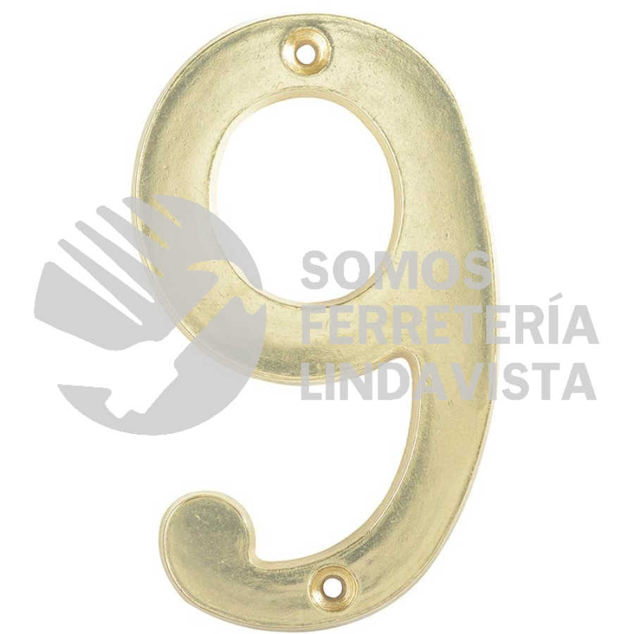 L6809LB NUMERO 9 SLIM 4" LATON BRILLANTE LOCK