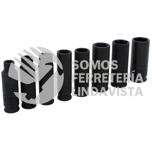72112 JUEGO DE DADOS DE IMPACTO LARGOS CUADRO DE 3/8", 6 PUNTAS, EN PULGADAS, 8 PIEZAS URREA