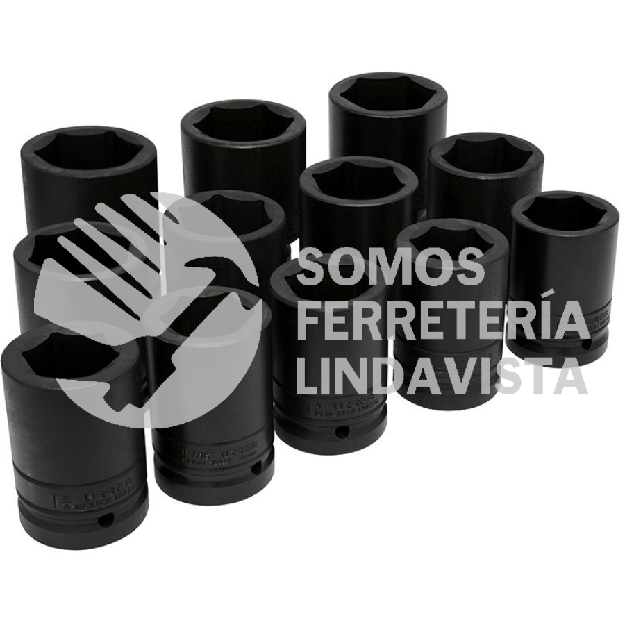 10000L JUEGO DE DADOS LARGOS DE IMPACTO CUADRO DE 1", 6 PUNTAS, EN PULGADAS, 12 PIEZAS URREA