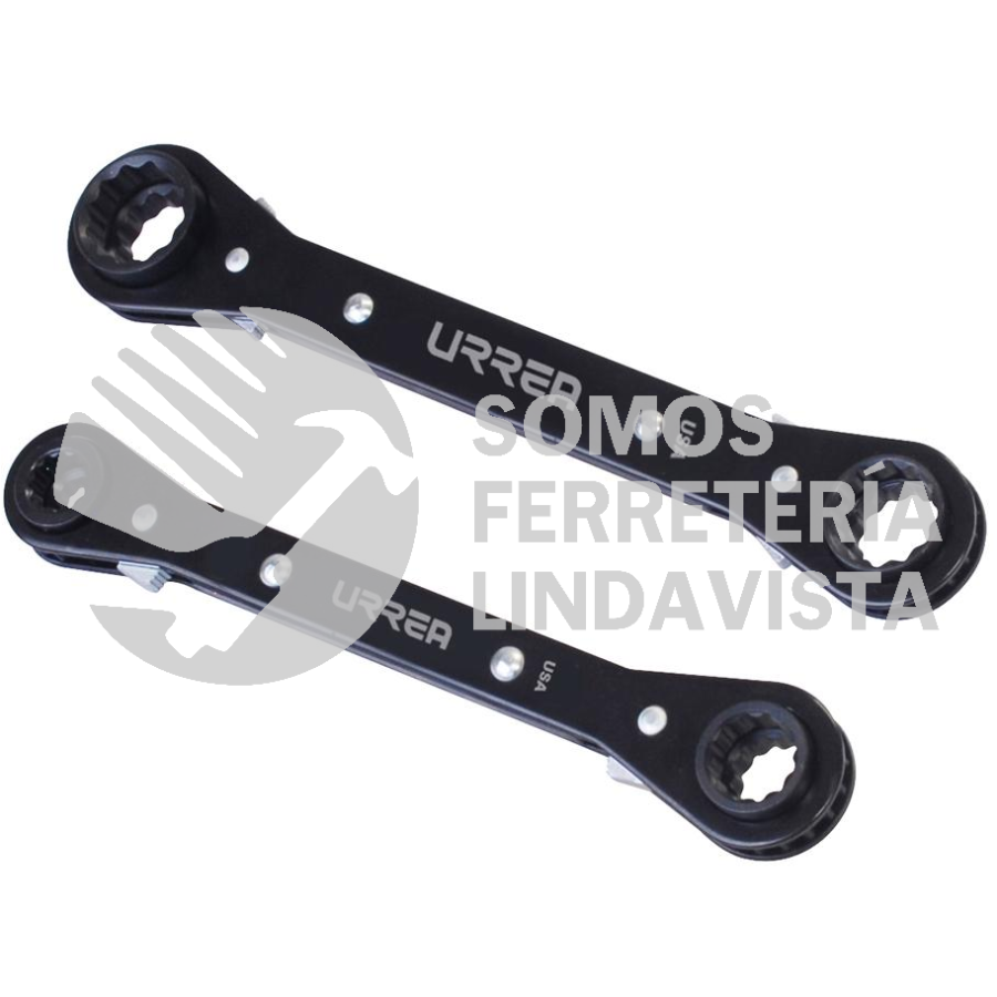 1170A JUEGO DE 2 LLAVES DE ESTRIAS DE MATRACA REVERSIBLE 4 EN 1 EN PULGADAS, 12 PUNTAS URREA