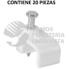 48279 GPL-10B BOLSA CON 20 GRAPAS BLANCAS DE 6 X 9.5 MM PARA CABLE PLANO VOLTECK