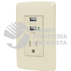 48064 COUSB-I CONTACTO ATERRIZADO + 2 PUERTOS USB MARFIL LINEA ITALIANA VOLTECK