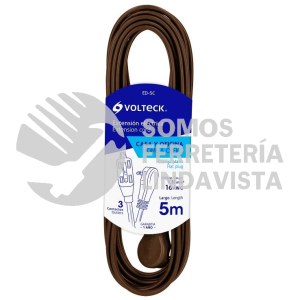 48019 ED-5C EXTENSION ELECTRICA DOMESTICA 5 M CAFE CON CLAVIJA PLANA VOLTECK