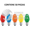 46822 FI-50C CAJA CON 50 FOCOS INCANDESCENTES DE COLORES BASE E12 7.5W VOLTECK