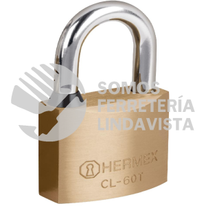 43305 CL-60T CANDADO DE LATON 60MM GANCHO CORTO LLAVE TUBULAR BLISTER HERMEX