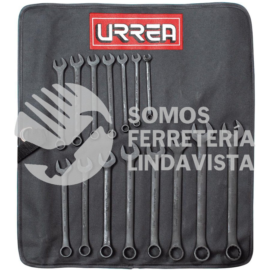 1200FB JUEGO DE 15 LLAVES COMBINADAS FOSFATIZADAS EN PULGADAS, 12 PUNTAS URREA