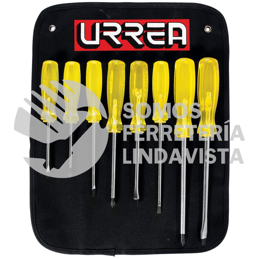 9600D JUEGO DE DESTORNILLADORES CON MANGO AMBAR COMBINADOS, 8 PIEZAS URREA