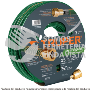 16031 MAN-15X1/2R MANGUERA 1/2" REFORZADA 3 CAPAS 15 M CONEXIONES DE METAL TRUPER