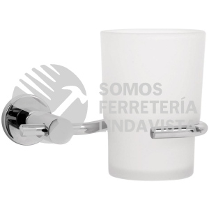 49668 ELA-71 PORTAVASO CEPILLERO CROMO CON VASO DE VIDRIO FOSET ELEMENT