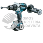 DHP481RTJ ATORNILLADOR TALADRO 1/2" INALAMBRICO 18V 2 VEL 0-550 0-2,100RPM, 5AMP M/BL IND BAT LI-ION 2 BAT 5 0 AH Y CARG C/LUZ FRENO ESTUCHE MONT 18V MAKITA