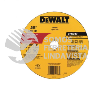 DW8065Z DISCO ULTRA DELGADO DE CORTE PARA METALES Y ACERO INOXIDABLE 7X0,045X7/8, 115X1 14X22MM AX RPM: 8,700 A60T DEWALT