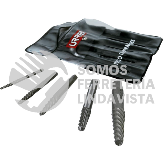 9500B JUEGO DE EXTRACTOR "COLA DE COCHINO" PARA TORNILLOS, 5 PIEZAS URREA