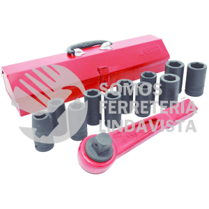 750013MLH JUEGO DE DADOS LARGOS Y ACCESORIOS DE IMPACTO METRICOS CUADRO DE 3/4", 13 PIEZAS URREA