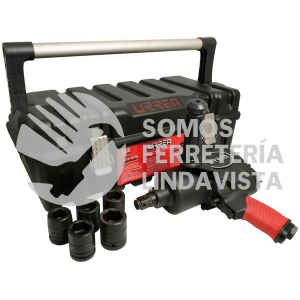 UP772HAK JUEGO DE PISTOLA DE IMPACTO NEUMATICA CUADRO DE 3/4" Y ACCESORIOS EN PULGADAS, 7 PIEZAS URREA