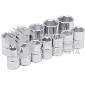 52212 JUEGO DE DADOS CUADRO DE 3/8", 6 PUNTAS, METRICOS, 12 PIEZAS URREA