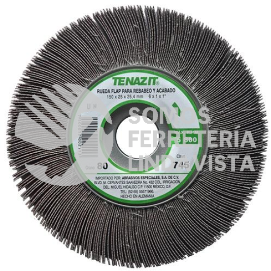 745 RUEDA FLAP CON CENTRO METALICO PREMIUM GRANO 80 (6"X1"X1") TENAZIT