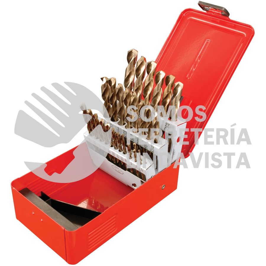C5129 JUEGO DE 29 BROCAS CON COBALTO DE ACERO DE ALTA VELOCIDAD ZANCO RECTO URREA