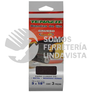 2259 PAQUETE DE 3 BANDAS DE LIJA GRANO 60 3X18 TENAZIT