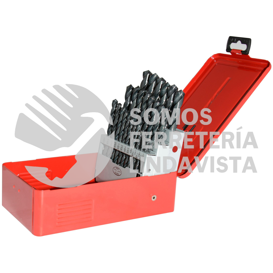 G5129 JUEGO DE 29 BROCAS NEGRAS DE ACERO DE ALTA VELOCIDAD ZANCO RECTO URREA