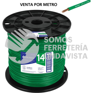 40120 CAB-14V-500 METRO DE CABLE THHW-LS 14 AWG VERDE EN CARRETE DE 500 M VOLTECK