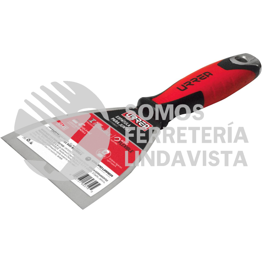 654X ESPATULA FLEXIBLE DE ACERO INOXIDABLE CON MANGO BIMATERIAL 4" URREA