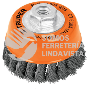 14184 CT-608M CARDA COPA 3" ALAMBRE TRENZADO FINO EJE M14 TRUPER