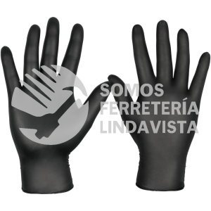 810676032508 GUANTE DE NITRILO DESECHABLE NEGRO MEDIANO CAJA CON 100PIEZAS BLUZEN