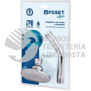 49284 R-504B REGADERA REDONDA 3-1/2" BRAZO Y CHAPETON EN BLISTER AQUA FOSET
