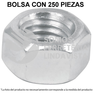 44548 TUE-1/4 BOLSA CON 250 TUERCAS 1/4" HEXAGONALES DE ACERO GALVANIZADO FIERO