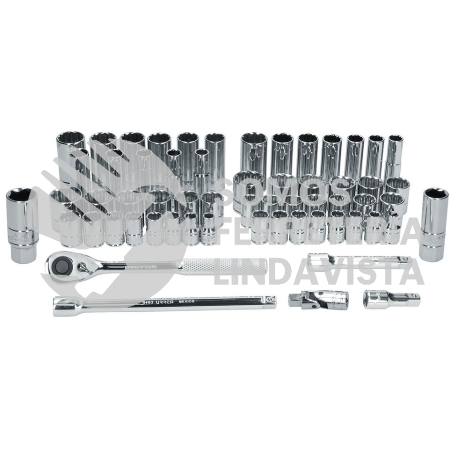 5400PD JUEGO DE DADOS Y ACCESORIOS CUADRO DE 1/2" COMBINADO, 60 PIEZAS URREA
