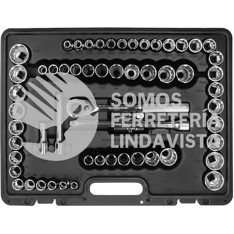 5400PD JUEGO DE DADOS Y ACCESORIOS CUADRO DE 1/2" COMBINADO, 60 PIEZAS URREA