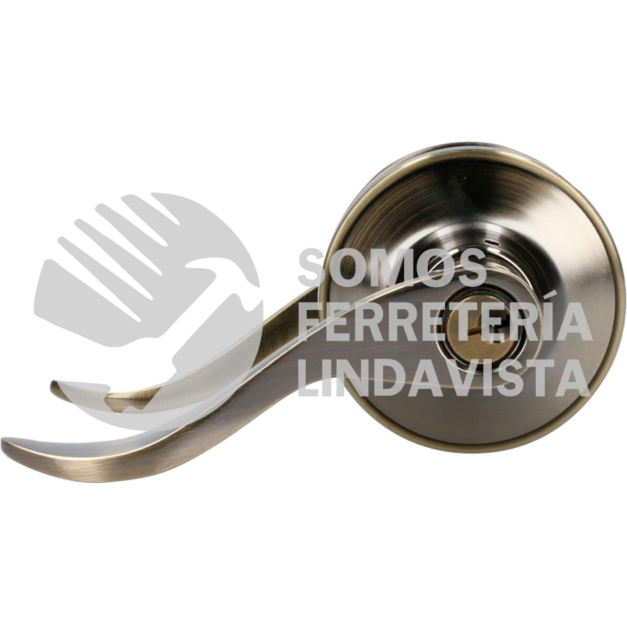 20MA MANIJA TUBULAR CURVA FUNCION ENTRADA Y RECAMARA, LATON ANTIGUO, LLAVE ESTANDAR, BLISTER LOCK