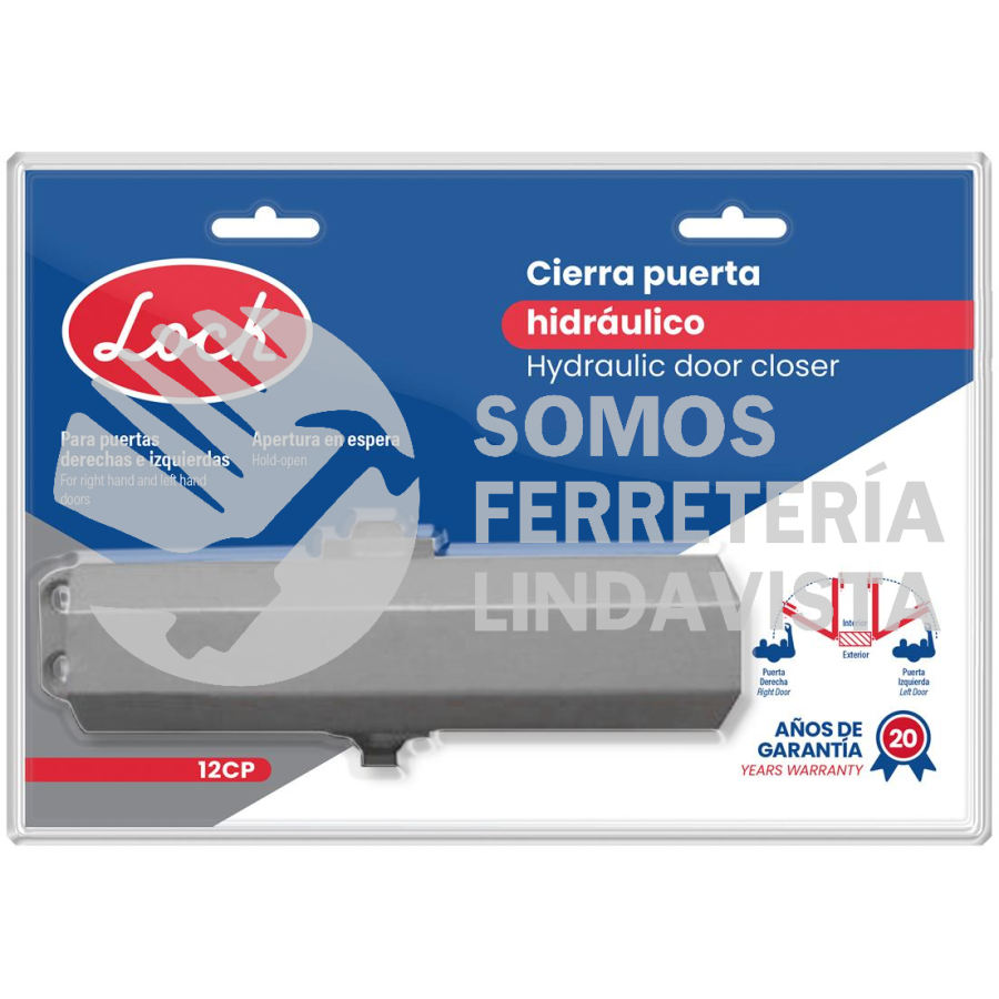 12CP CIERRAPUERTAS HIDRAULICO CON CAPACIDAD DE 30-45 KG APERTURA EN ESPERA LOCK