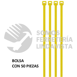 41018 CIN-4015A BOLSA CON 50 CINCHOS PLASTICOS 40 LB 150X3.5 MM AMARILLOS VOLTECK