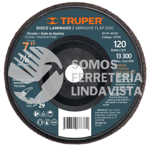 15705 DLTP-45120 DISCO 4-1/2" LAMINADO RESP. PLASTICO GRANO 120 CENTRO 7/8" TRUPER