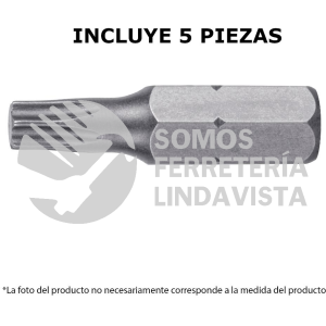 12194 PUDE-5109 ESTUCHE CON 5 PUNTAS TORX T9 LARGO 1" TRUPER