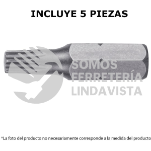 12198 PUDE-5115 ESTUCHE CON 5 PUNTAS TORX T15 LARGO 1" TRUPER