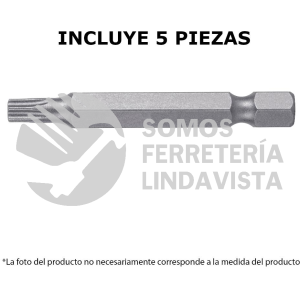 12207 PUDE-5206 ESTUCHE CON 5 PUNTAS TORX T6 LARGO 2" TRUPER