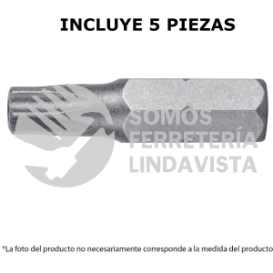 12263 PUDE-6110 ESTUCHE CON 5 PUNTAS TORX T10 CON SEGURO LARGO 1" TRUPER