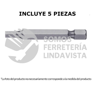 12691 PUDE-7202 ESTUCHE CON 5 PUNTAS HEXAGONALES DE 2 MM LARGO 2" TRUPER